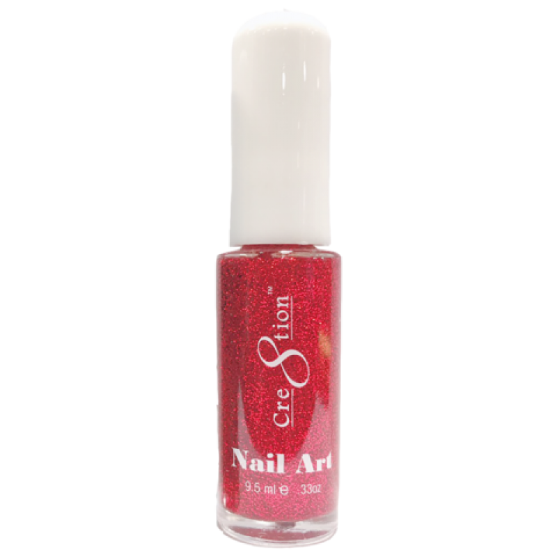 Cre8tion Nail Art Design Thin Detailer, Red Glitter, 0.33oz, 1101-0949